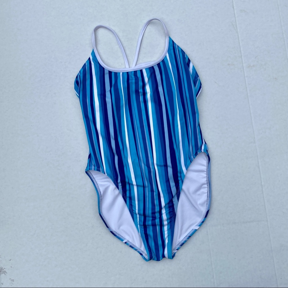 NIKE | BLUE STRIPED ONE-PIECE SWIMSUIT